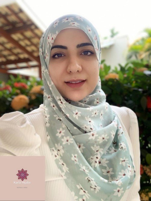 Hijab Floral Cinza