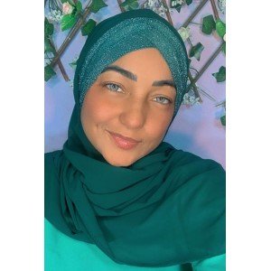 Hijab Touca Brilho Acoplada Verde