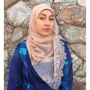 Hijab de Algodão com Bordado Azul