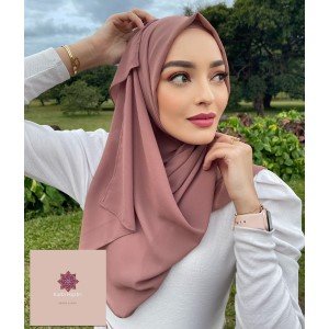 Hijab Monocromático Liso Chiffon Rosa
