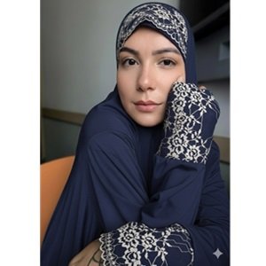 Roupa de rezar com renda azul