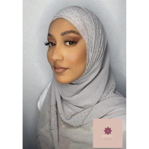 Hijab Strass Brilho Prata
