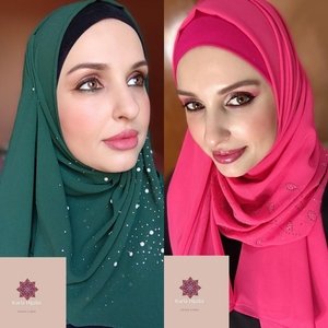 Hijab Strass Verde Rosa