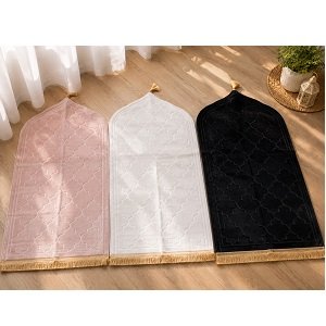 Tapete de rezar modelo rosa, branco e preto 