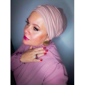 Touca turbante 2 Pecas Malha Rosa