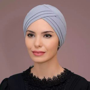 Touca turbante azul claro