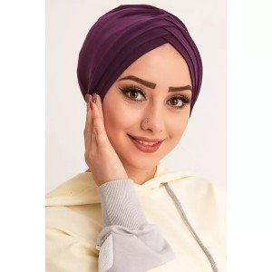 Touca turbante roxa
