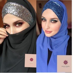 Hijab Trançado brilho Preto e Azul