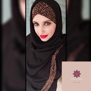 Hijab Trançado Estampado com lateral animal marrom