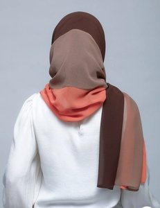 Hijab Chiffon 3 cores - tricolor - coral