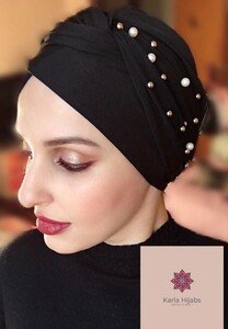 Turbante Pérolas Preto